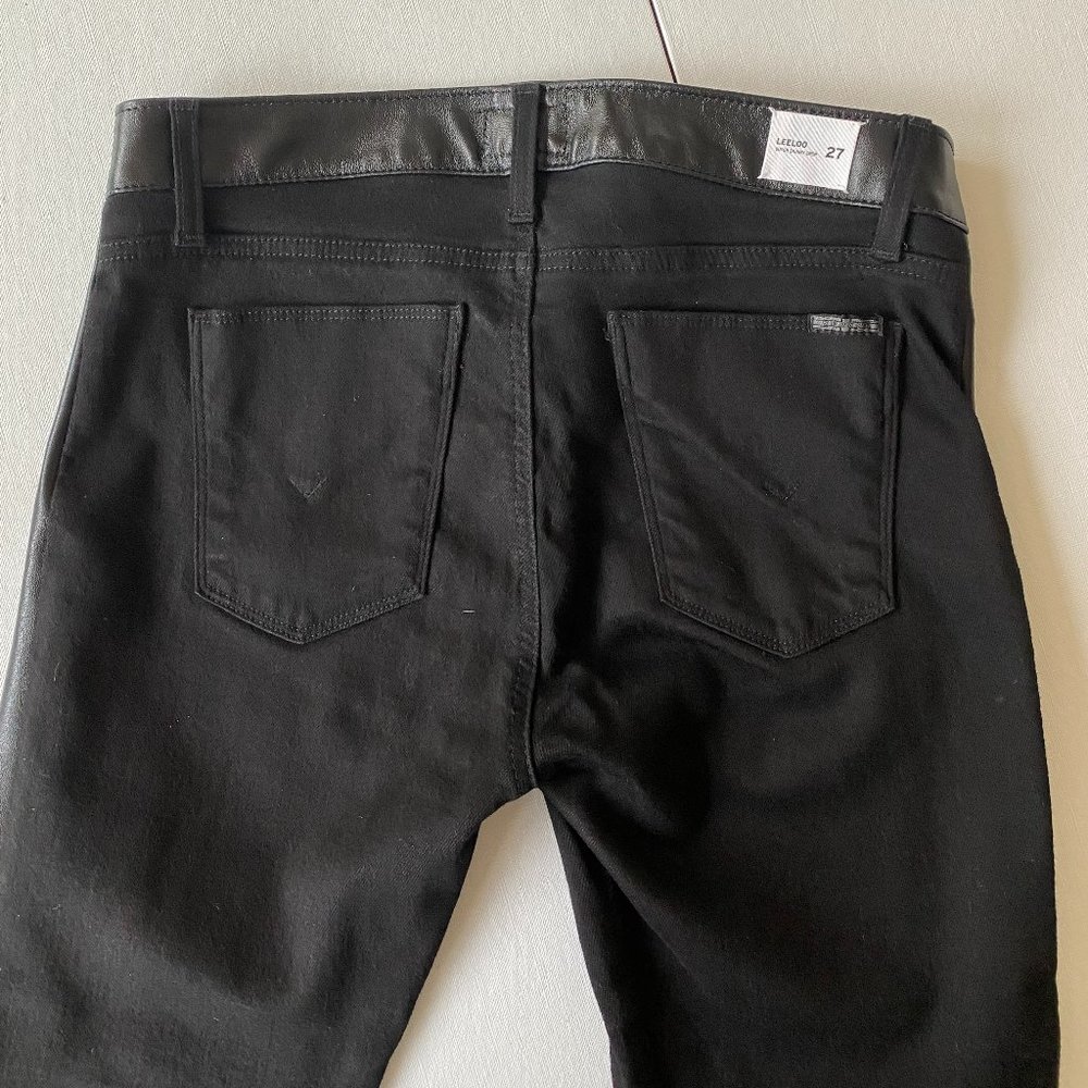 Hudson Jeans Black Denim "Leeloo" Jeans with Leather Stripe Size 27 - Picture 10 of 10
